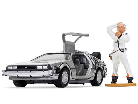 DMC DeLorean Time Machine with Doc Brown Figure "Back to the Future" (1985) Movie Diecast Model Car by Corgi-1