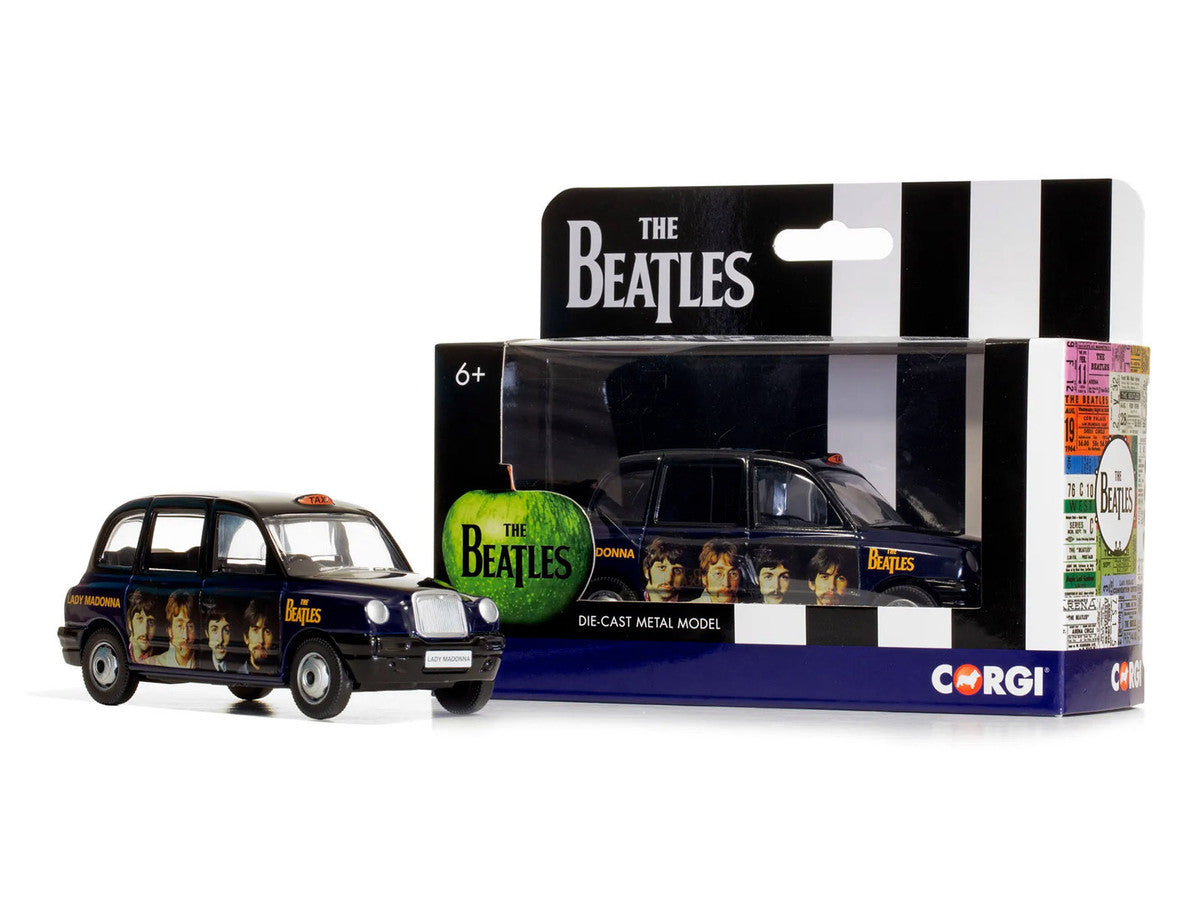 The Beatles London Taxi RHD (Right Hand Drive) "Lady Madonna" Black and Dark Blue with Graphics Diecast Model by Corgi-2