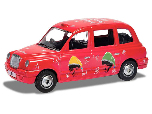 The Beatles London Taxi RHD (Right Hand Drive) "Christmas Taxi" Red with Graphics Diecast Model by Corgi-1