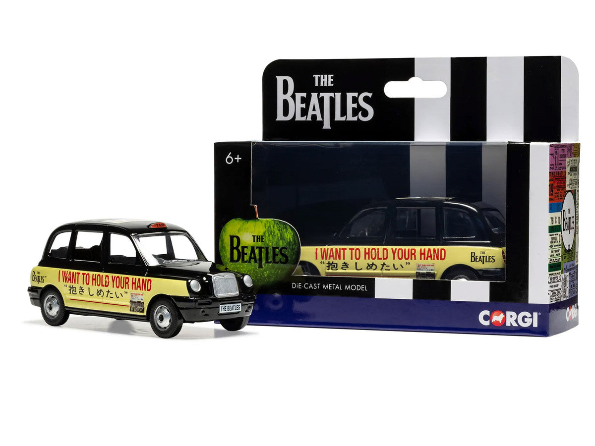 The Beatles London Taxi RHD (Right Hand Drive) "I Want To Hold Your Hand" Black and Cream with Graphics Diecast Model by Corgi-2