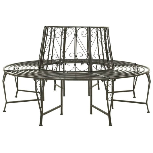 Roundabout Circular Outdoor Garden Tree Bench in Heavy Duty Grey Steel FastFurnishings