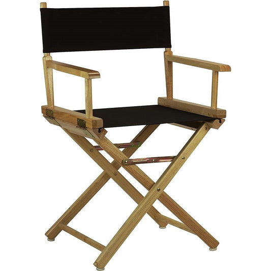 Solid Wood Frame Indoor/Outdoor Patio Dining Directors Chair with Black Seat FastFurnishings