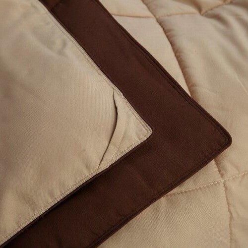 Twin/Twin XL Traditional Microfiber Reversible 3 Piece Comforter Set in Brown FastFurnishings