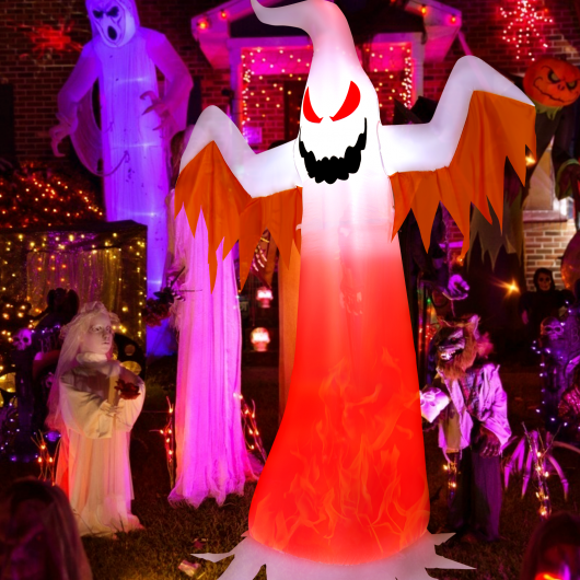 8 Feet Halloween Inflatable Ghost with Rotatable Flame LED Lights W2B