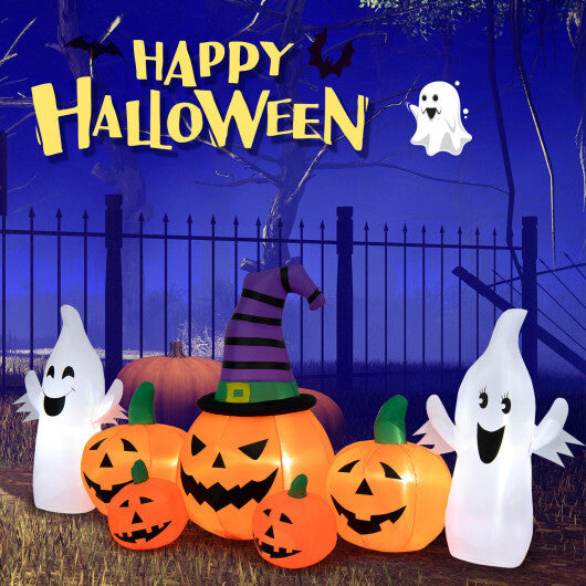 9 Feet Long Halloween Inflatable Pumpkins with 2 Ghosts W2B