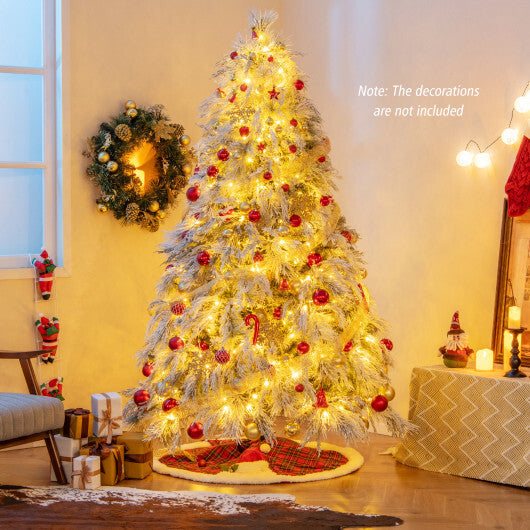 6 Feet Pre-Lit Snow Flocked Christmas Tree with Warm White LED Lights-6 ft W2B