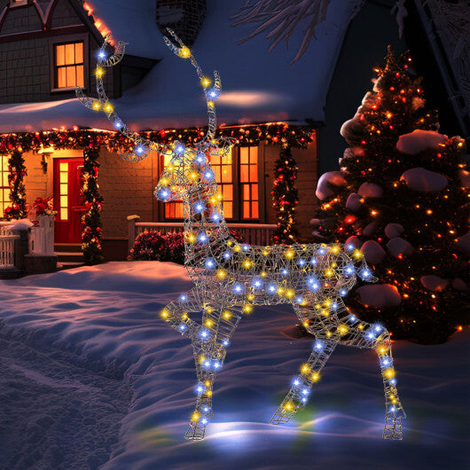 4.6 Feet Pre-Lit Christmas Reindeer with 170 Cold and Warm LED Lights W2B