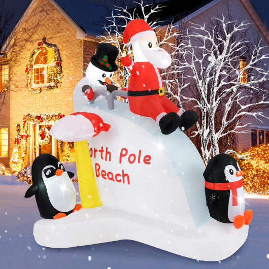 6 Feet Christmas Inflatable with Blow up Penguins and Santa Decoration W2B