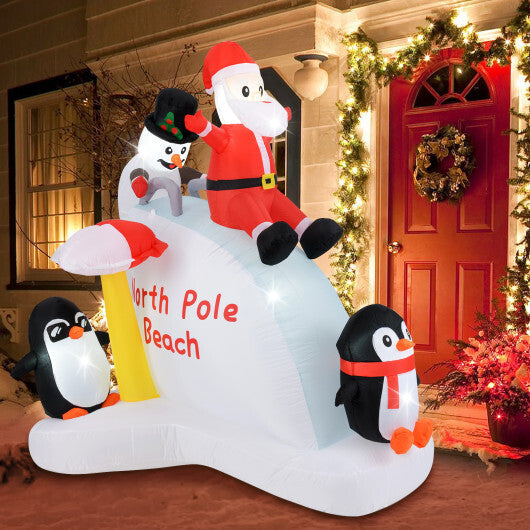 6 Feet Christmas Inflatable with Blow up Penguins and Santa Decoration W2B