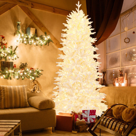 7 FT Artificial Xmas Tree with 1880 PE PVC Branch Tips for Party and Carnival W2B