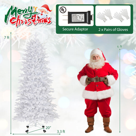 7 FT Artificial Xmas Tree with 1880 PE PVC Branch Tips for Party and Carnival W2B