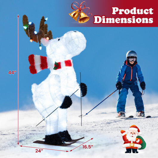 44" Animated Christmas Reindeer Pre-lit Skiing Deer Decoration W2B