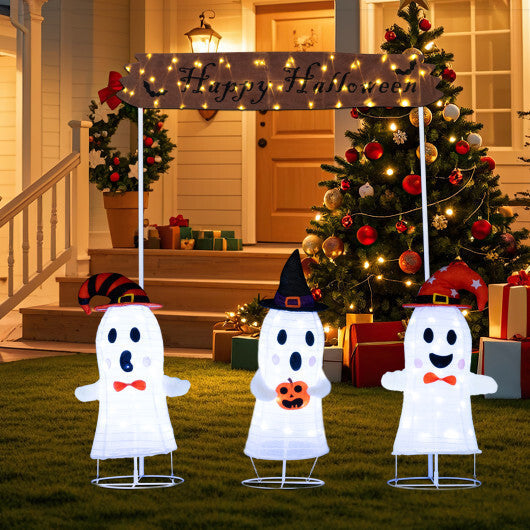 4 Pieces Halloween Decoration Pop up Ghosts with Gate and LED Lights W2B