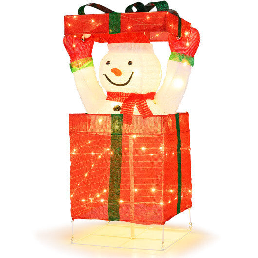 Lighted Snowman in Gift Box Christmas Decoration W2B
