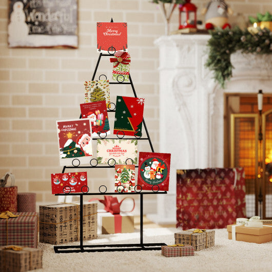 2 Pack Christmas Tree Photo Holder with 36 Round Clips and Metal Hanging Rack-Black W2B