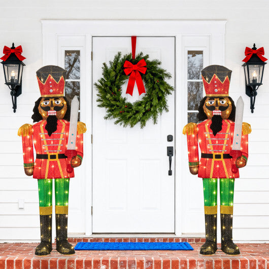 5 FT Lighted Christmas Nutcracker with Glitter Sword for Outdoor W2B