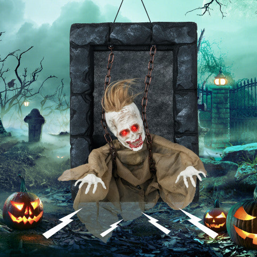 Halloween Hanging Animated Zombie Prisoner Decoration Sound-Activated W2B