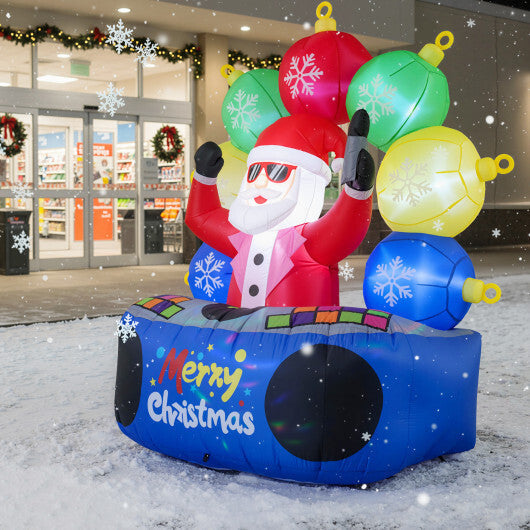 6 Feet Inflatable DJ Santa with Rotating Music Light and Flashing LEDs W2B