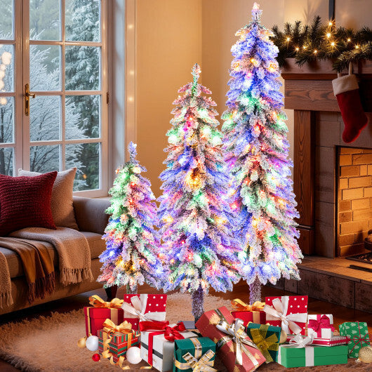 Artificial Christmas Tree Set of 3 with Snow-flocked Branch Tips W2B