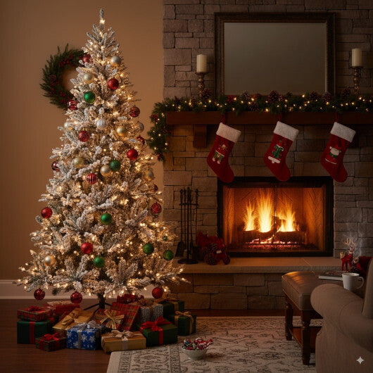 7 Feet Half Artificial Christmas Tree with 852 PE & PVC Branch Tips and 9 Modes-M W2B
