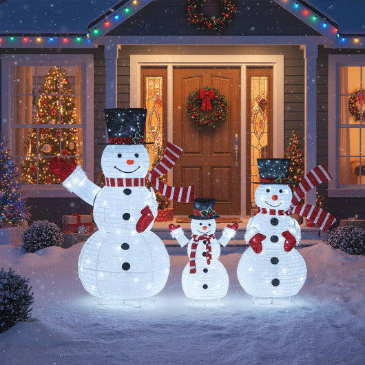 3-Piece Pre-Lit 3D Snowman Set with 270 LED Lights W2B