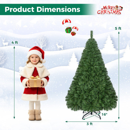 Costway 5 FT Artificial Christmas Tree with 519 Full Branch Tips & Folding Metal Stand W2B