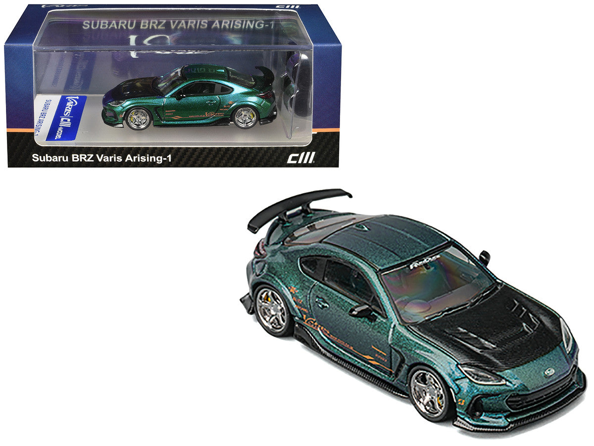 Subaru BRZ Varis Arising-1 RHD (Right Hand Drive) Magic Purple Metallic with Carbon Hood and Extra Wheels 1/64 Diecast Model Car by CM Models CM Models