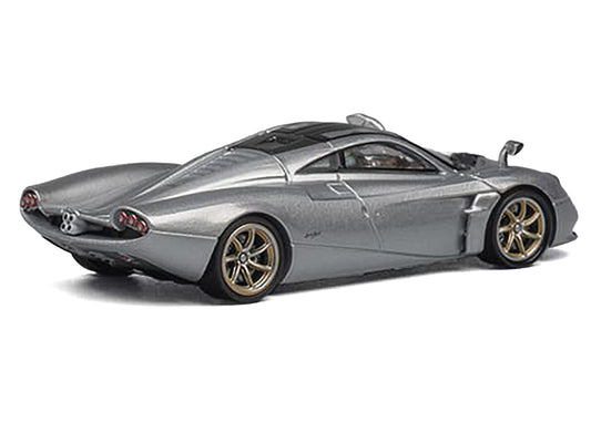 Pagani Huayra Codalunga Silver Metallic with Sunroof and Extra Wheels 1/64 Diecast Model Car by CM Model
