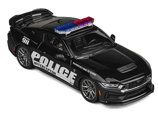 Ford Mustang Dark Horse "Police Interceptor" Black 1/64 Diecast Model Car by CM Models CM Models