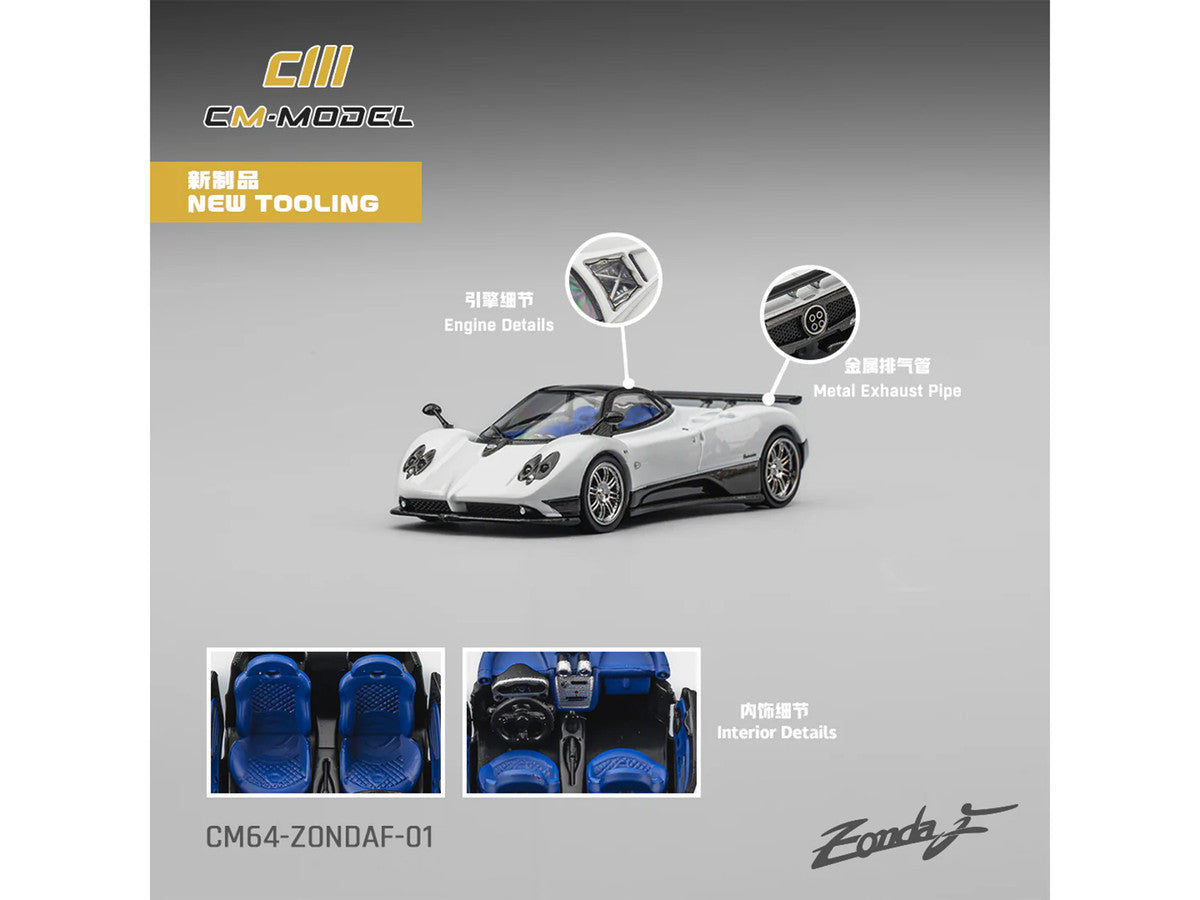 Pagani Zonda F Pearl White with Black Top 1/64 Diecast Model Car by CM Model CM Models