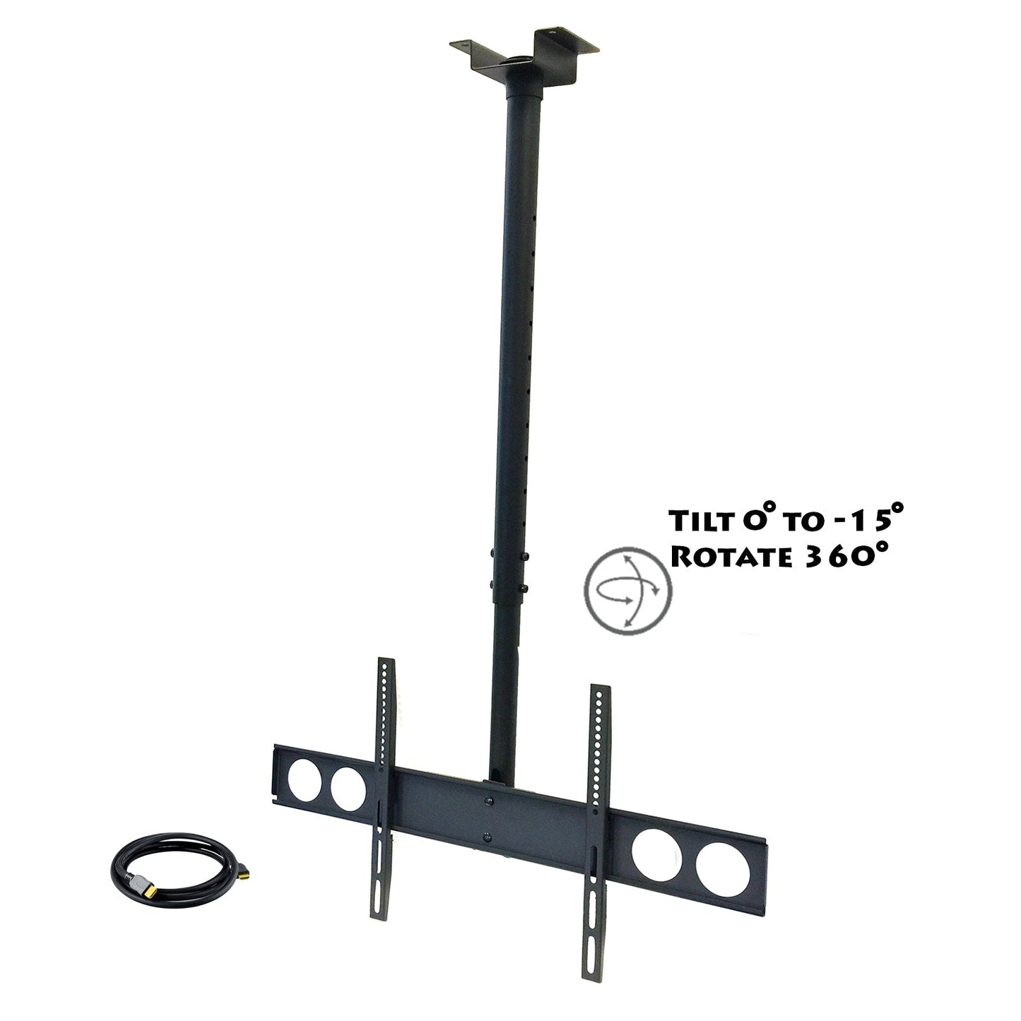 MegaMounts Heavy Duty Tilting Ceiling Televeision Mount for 37" to 70" LCD, LED and Plasma Televisions with HDMI Cable W2B