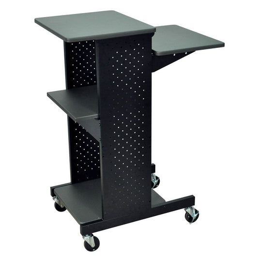 Dark Grey Metal Multifunction Mobile Stand-Up Computer Desk Workstation FastFurnishings