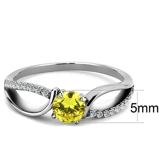 DA005 - High polished (no plating) Stainless Steel Ring with AAA Grade CZ in Topaz-1