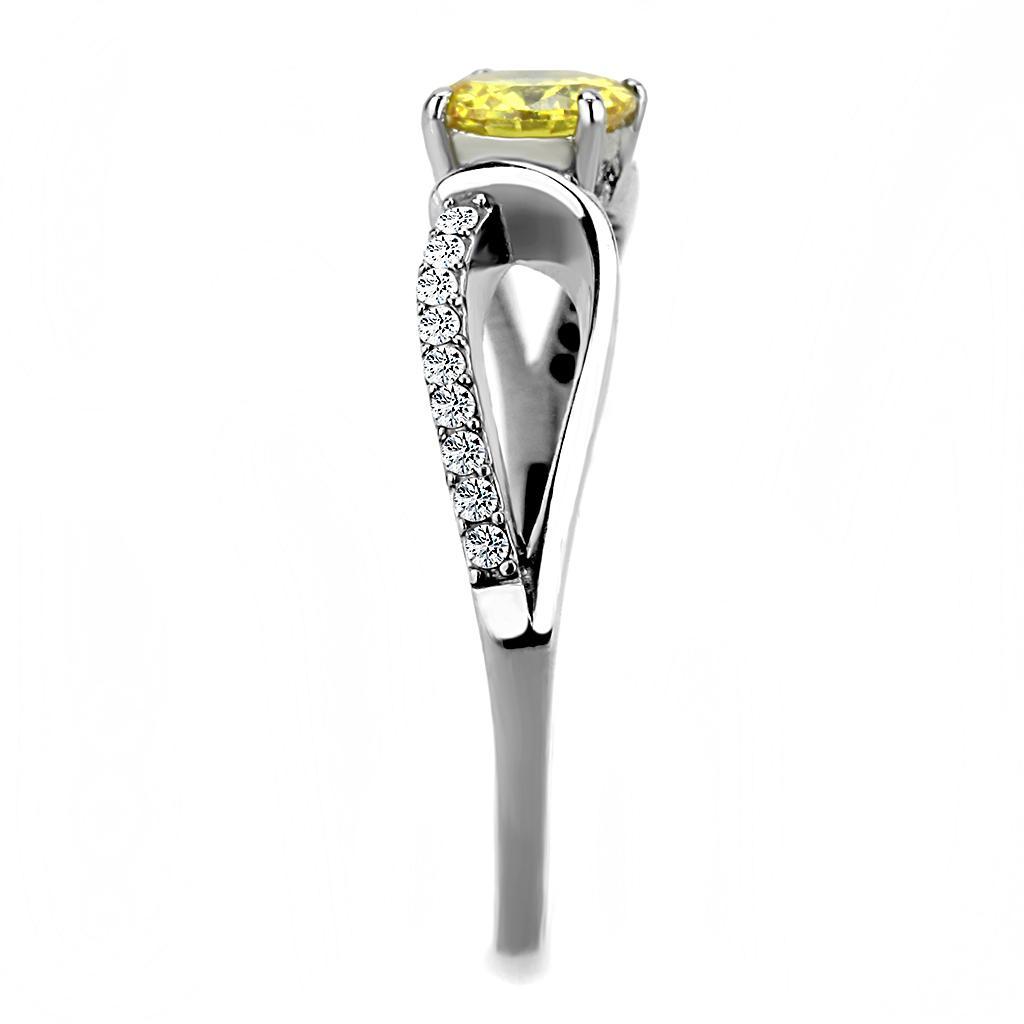 DA005 - High polished (no plating) Stainless Steel Ring with AAA Grade CZ in Topaz-3