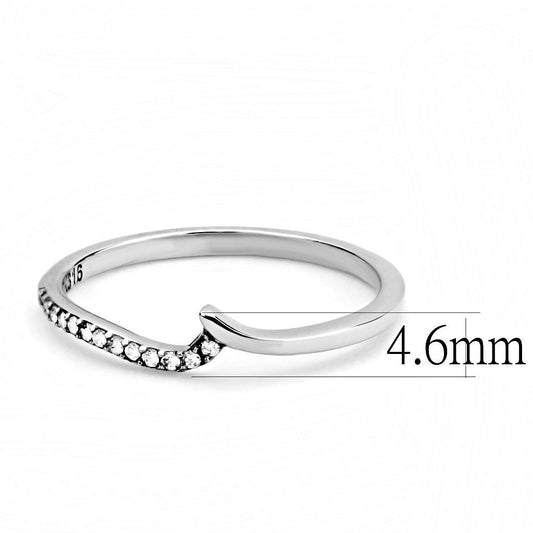DA162 - High polished (no plating) Stainless Steel Ring with AAA Grade CZ in Clear-1