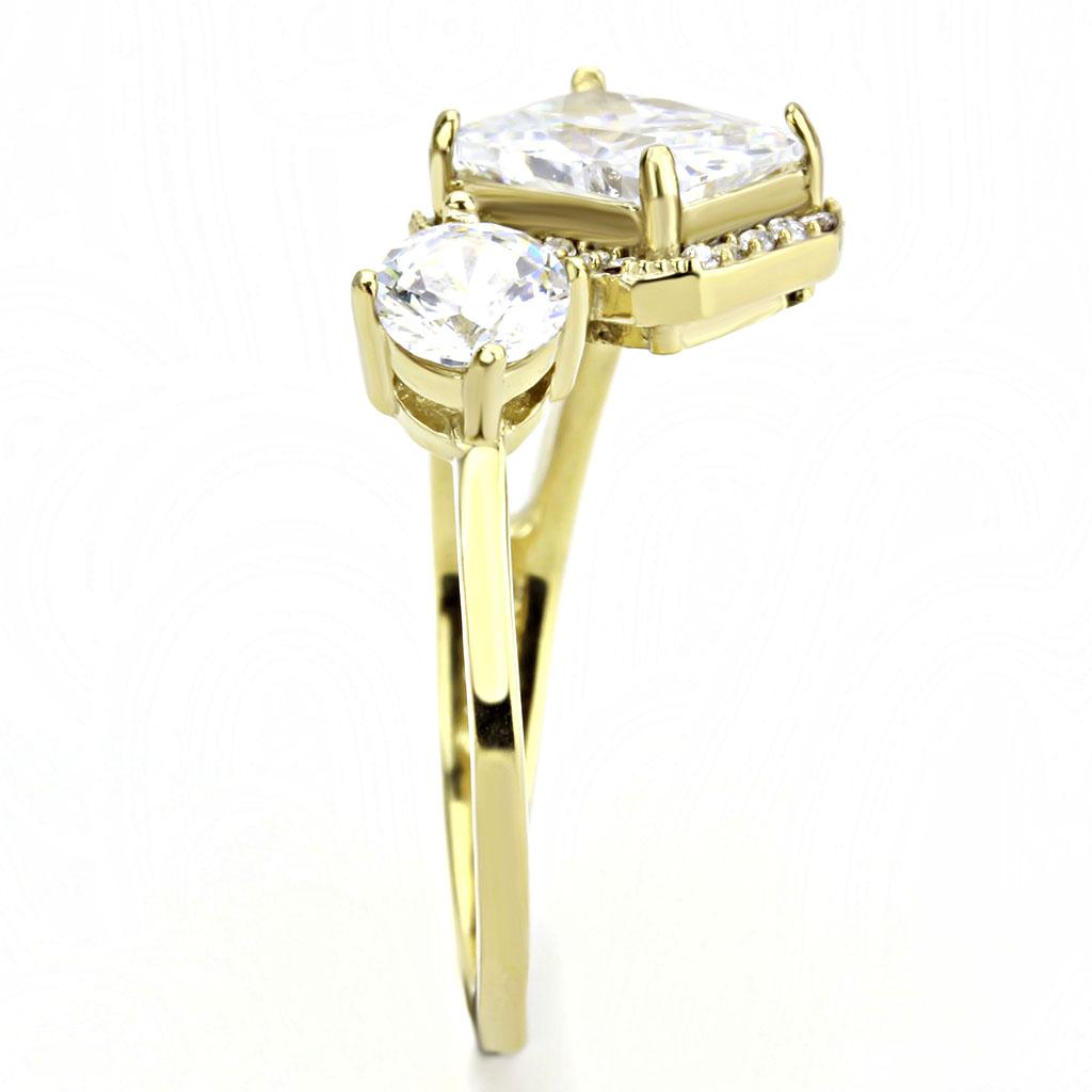 DA173 - IP Gold(Ion Plating) Stainless Steel Ring with AAA Grade CZ in Clear Alamode