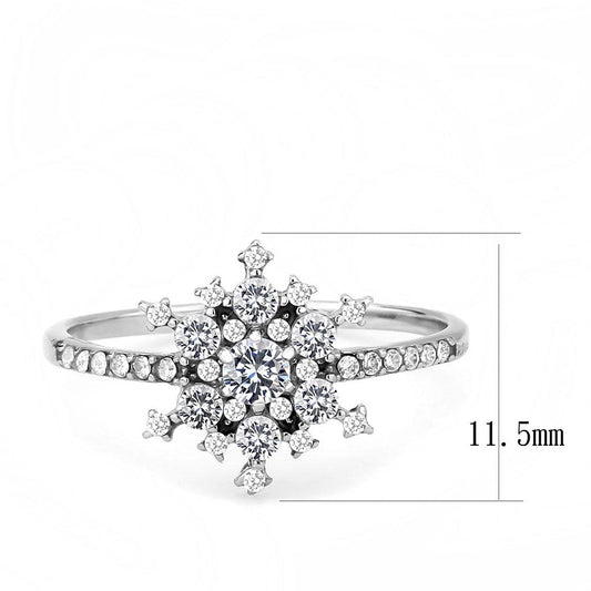DA317 - No Plating Stainless Steel Ring with AAA Grade CZ in Clear Alamode