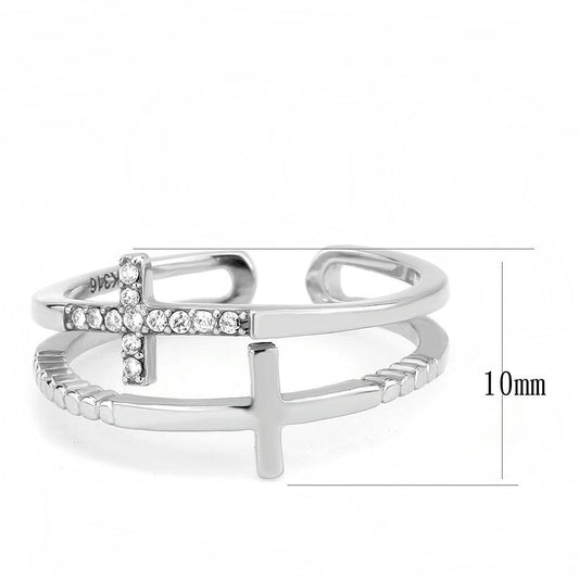 DA319 - No Plating Stainless Steel Ring with AAA Grade CZ in Clear Alamode