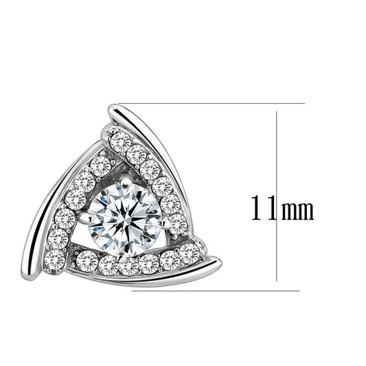 DA328 - No Plating Stainless Steel Earrings with AAA Grade CZ in Clear-1