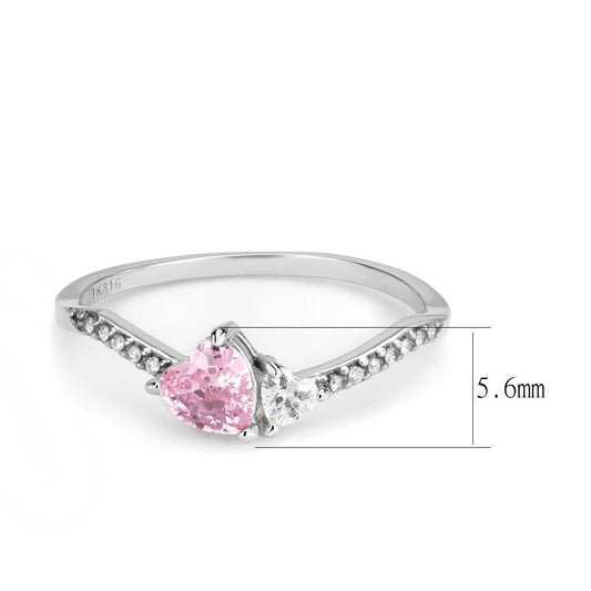 DA384 - High polished (no plating) Stainless Steel Ring with AAA Grade CZ in Rose-1