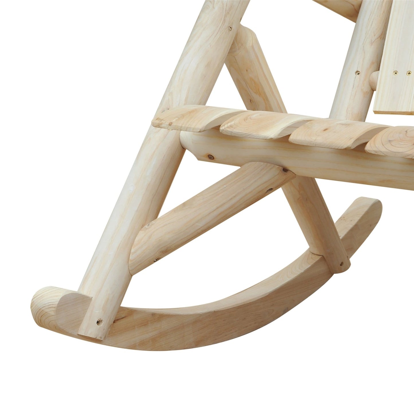 FarmHouse Classical Fir Wood Rocking Adirondack Chair Natural - Set of 2 FastFurnishings