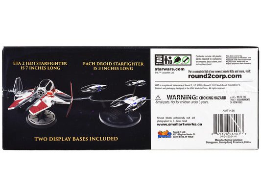 Skill 2 Model Kit ETA 2 Jedi Starfighter VS. Droid Starfighters 4 Model Set "Star Wars: Episode III - Revenge of the Sith" (2005) Movie 1/48 Scale Model by AMT AMT