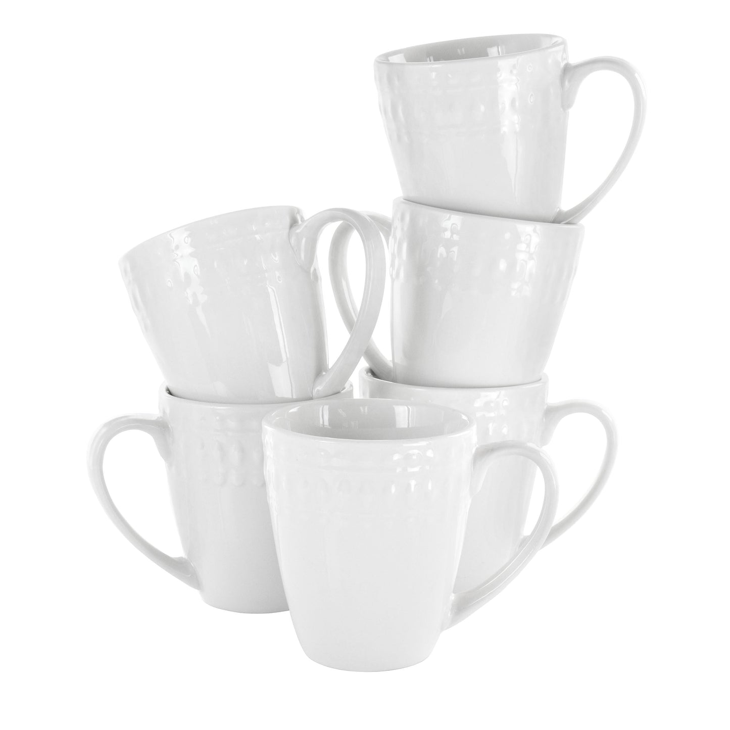 Elama Cara 6 Piece 10 Ounce Porcelain Cup Set in White W2B