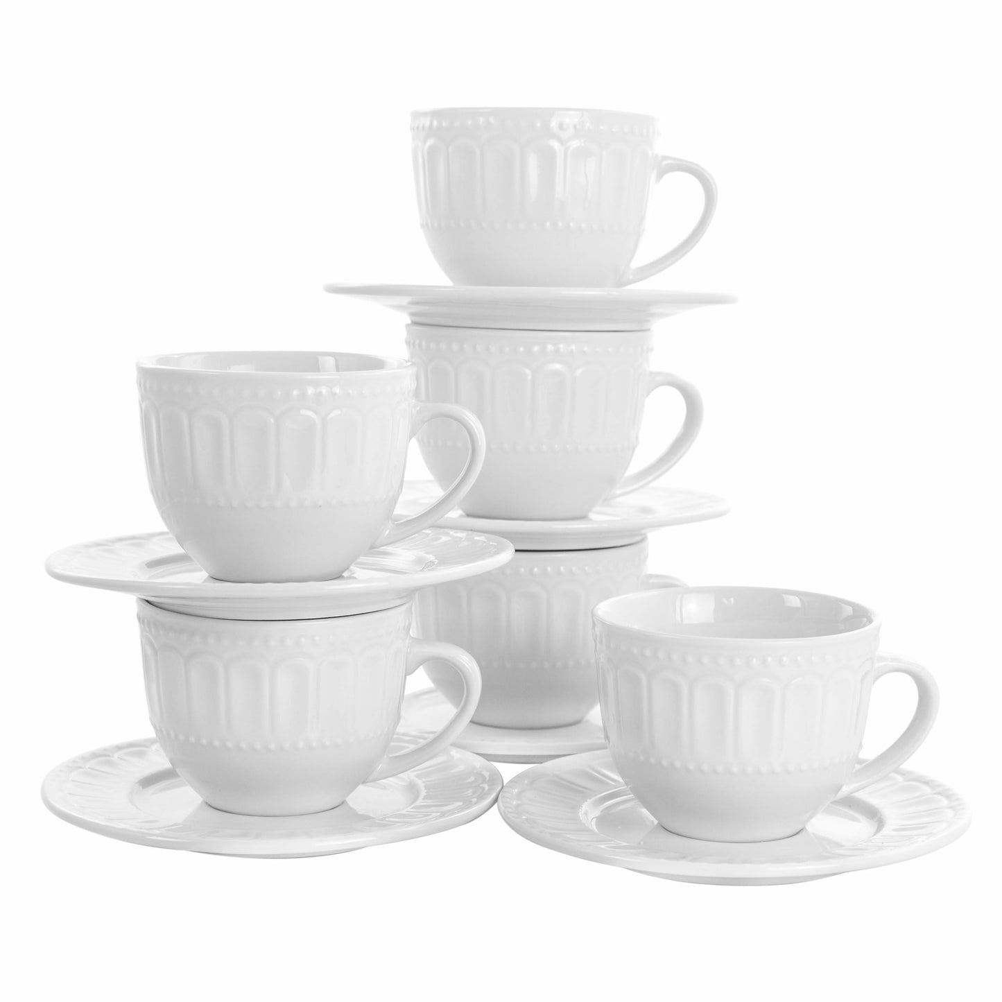 Elama Charlotte 6 Piece Mug Set in White W2B