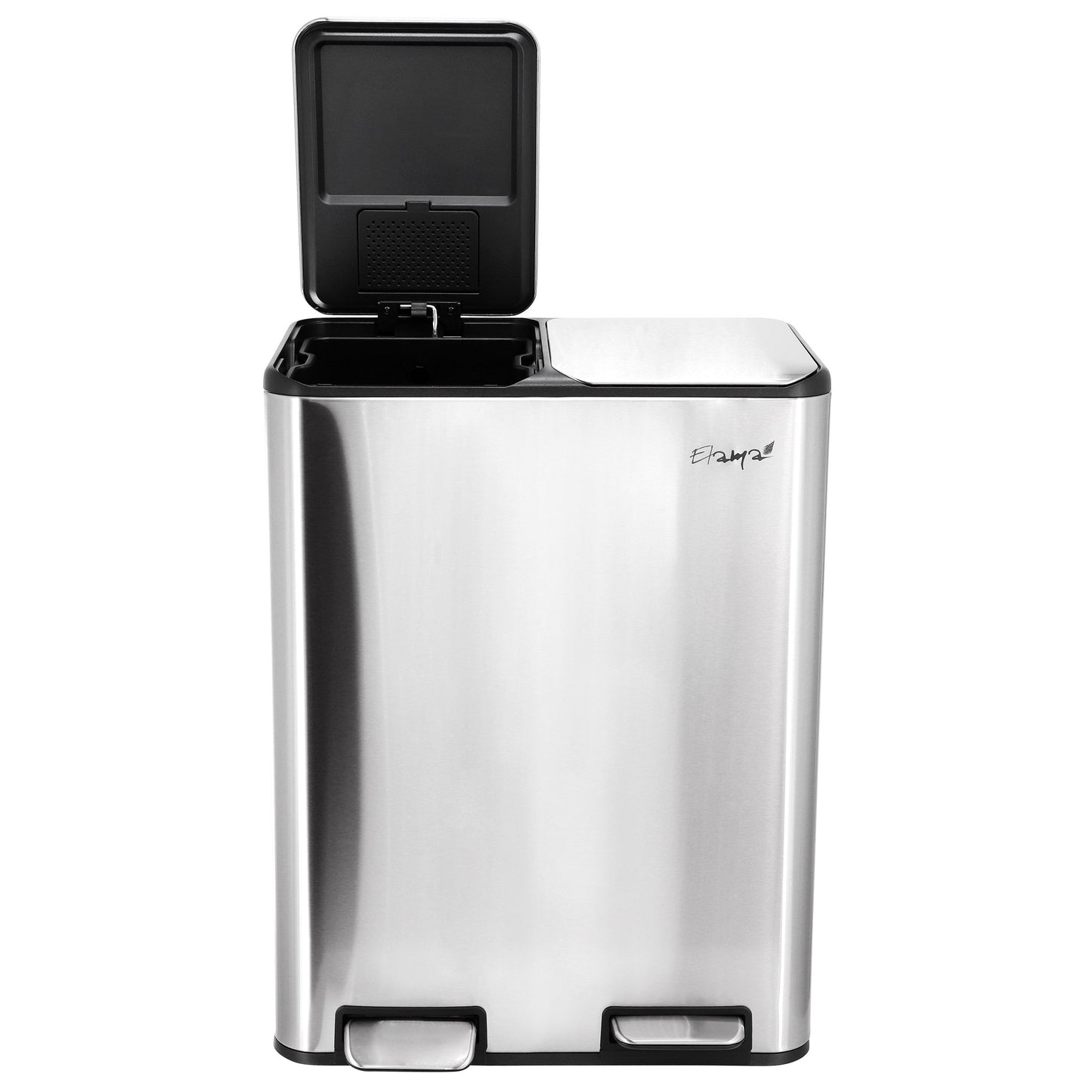 Elama 2 Section 30 Liter/ 8 Gallon Each Section Trash and Recycling Step Bin with Slow Close Mechanism W2B