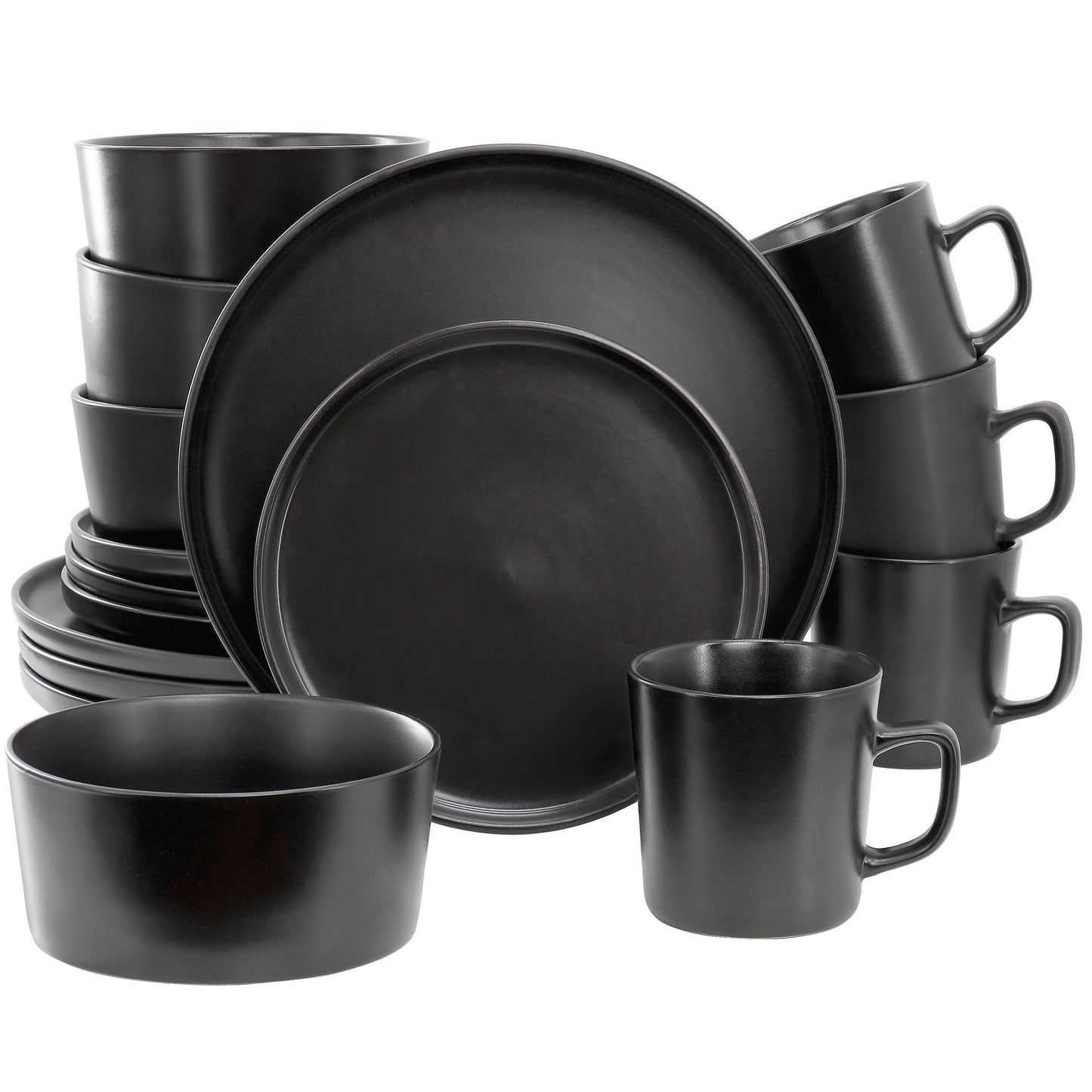 Elama Luxmatte Black 16 Piece Dinnerware Set W2B