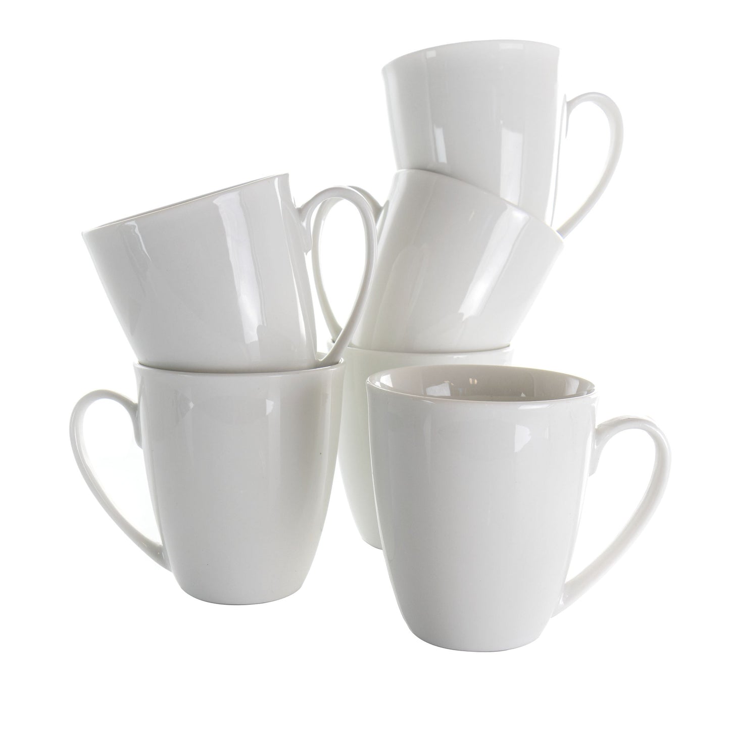 Elama Rosales 6 Piece 12 Ounce Porcelain Mug Set in White W2B