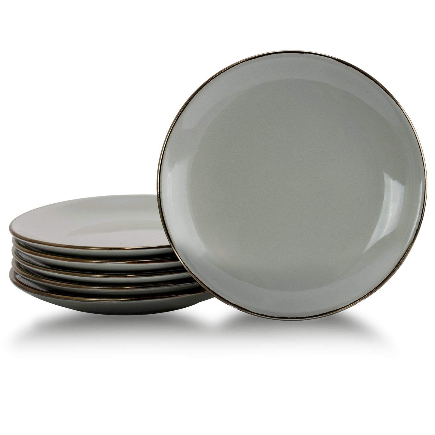 Elama Tahitian Sand 6-Piece Salad Plate Set, Light Grey W2B