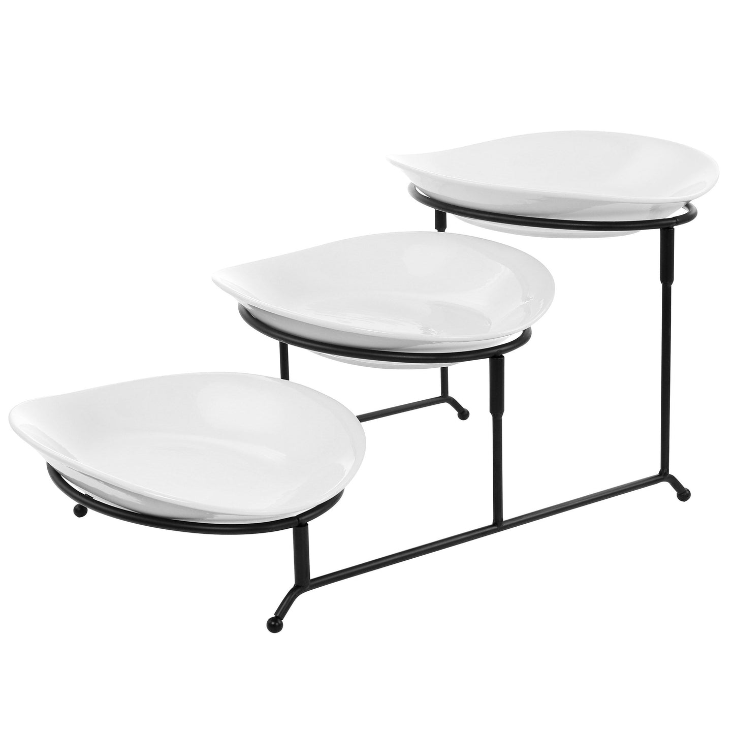Elama 3 Tier Oval Plate Porcelain Serveware Set W2B