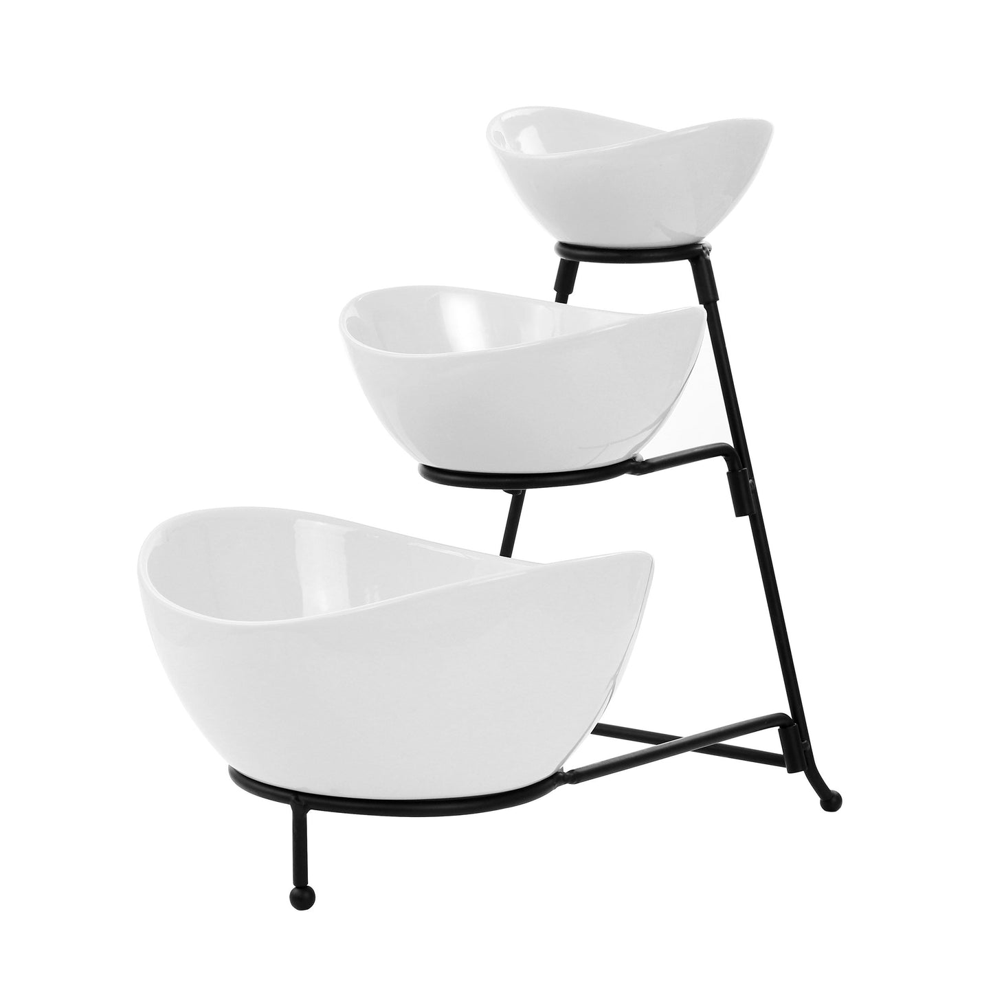 Elama 3 Tier Oval Bowl Porcelain Serveware Set W2B